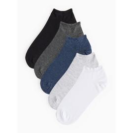 White, Grey & Black Sports Trainer Socks 5 Pack
