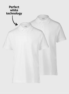 White Unisex Eco-Lite Polo Shirts 2 Pack 7 years