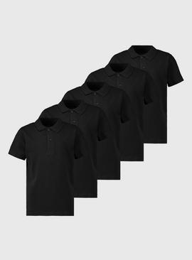 Black Unisex Polo Shirt 5 Pack 7 years