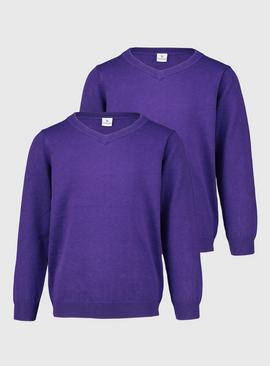 Purple V-Neck Jumpers 2 Pack - 8 years