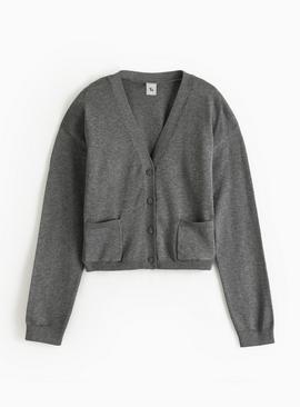 Grey V-Neck Cardigan