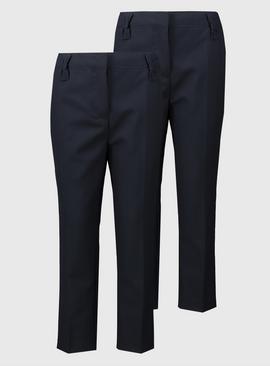 Navy Bow Detail Plus Fit Trousers 2 Pack 10 years