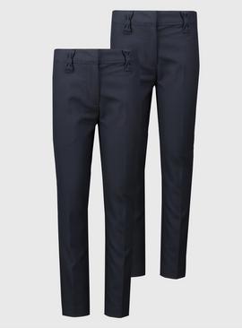 Navy Longer Length Bow Trousers 2 Pack 10 years