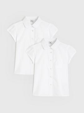 2 Pack White Embroidered Collar Blouses