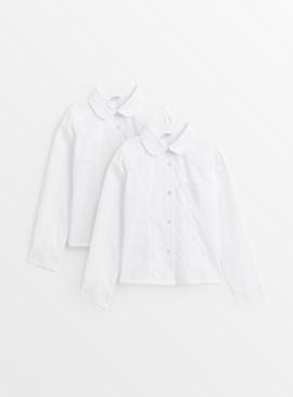 White Pleated Easy Iron School Blouse 2 Pack 