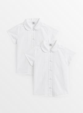 2 Pack White Pintuck Blouses