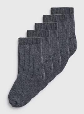 Navy Ribbed School Ankle Socks 5 Pack