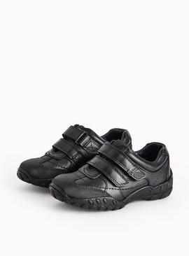Black Leather Twin Strap Shoes