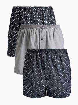 Geo Printed Woven Boxers 3 Pack