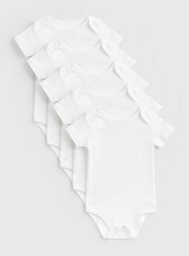 White Short Sleeve Bodysuits 5 Pack
