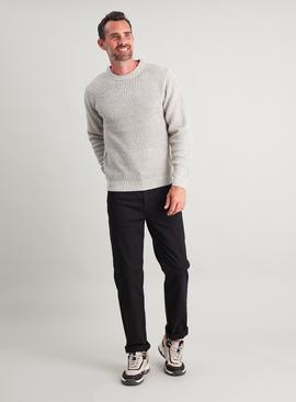 Black Straight Leg Denim Jeans With Stretch