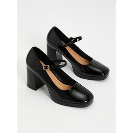 Black Faux Patent Platform Mary Janes