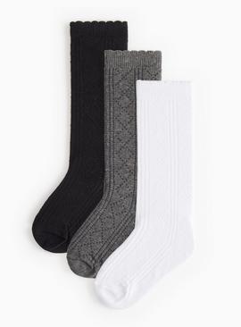 Mono Pointelle Knee High Socks 3 Pack
