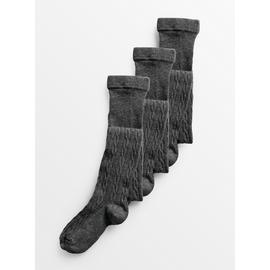 Grey Cable Knit Tights 3 Pack