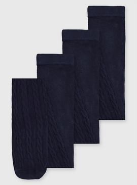 Navy Cable Knit Tights 3 Pack