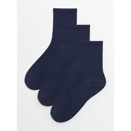 Navy Supersoft Modal Blend Ankle Socks 3 Pack 4-8