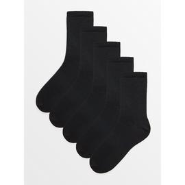 Black Ankle Socks 5 Pack 4-8