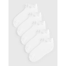 White Broderie Trim Socks 5 Pack
