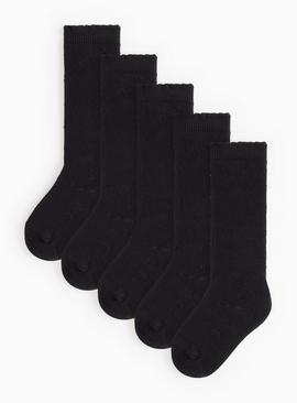 Black Knee High Heart Socks 5 Pack