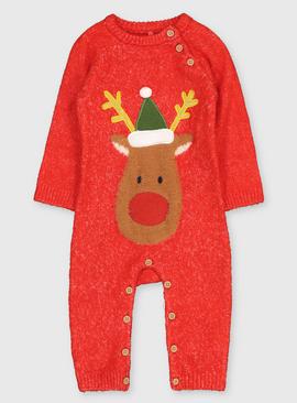 Christmas Baby Red Rudolph Romper