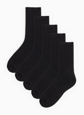 Black Sports Socks With Arch Support 5 Pack