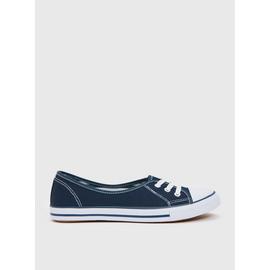 Navy Low Lace Canvas Pumps