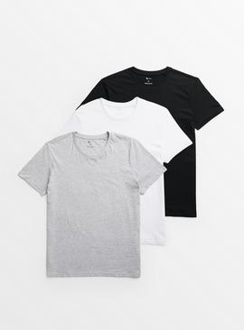 Black, Grey & White Regular Fit T-Shirt 3 Pack