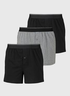 Black & Grey Jersey Boxers 3 Pack