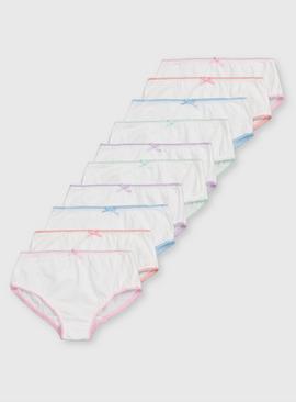 White Lace Trim Briefs 10 Pack