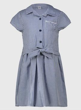 Navy Gingham Tie Front Dress 11 years
