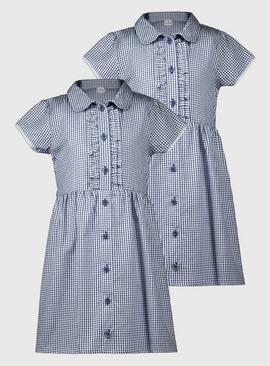 Navy Gingham Classic Dress 2 Pack 7 years