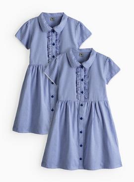 2 Pack Classic Navy Back Bow Gingham Dress