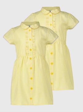 Yellow Gingham Ruffle School Dress 2 Pack 9 years