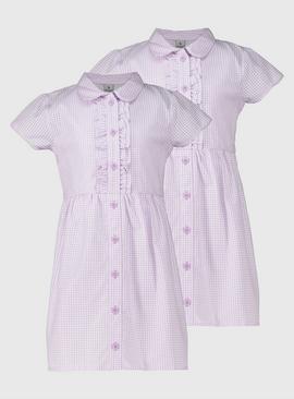 Lilac Gingham Ruffle School Dress 2 Pack 11 years