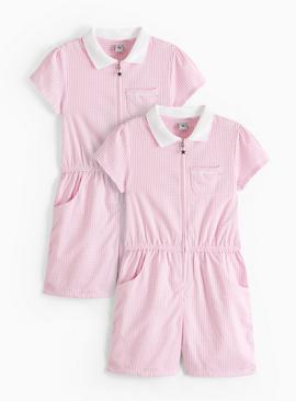 2 Pack Pink Gingham Playsuits