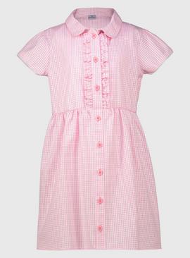 Pink Generous Fit Gingham Plus Fit School Dress 8 years