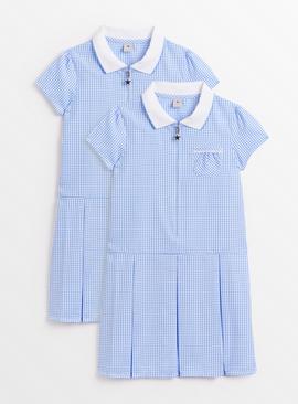 Blue Sporty Gingham Dress 2 Pack 8 years