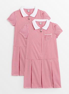 Red Sporty Gingham Dress 2 Pack 11 years