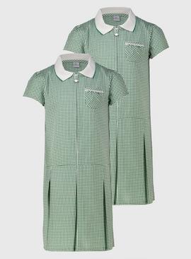 Green Sporty Gingham Dress 2 Pack 8 years