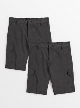 Grey Cargo School Shorts 2 Pack 13 years