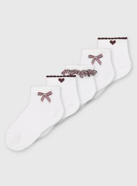 Burgundy Gingham Socks 5 Pack