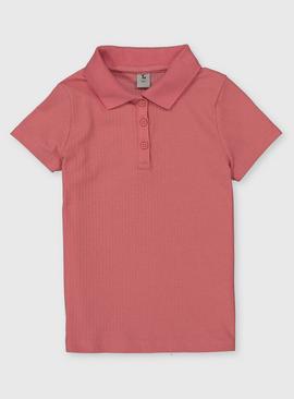 Pink Ribbed Polo Shirt - 5 years
