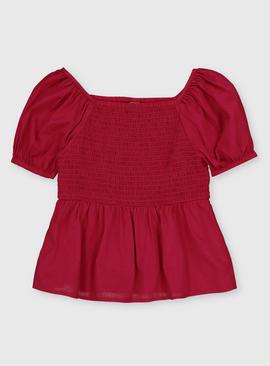Pink Woven Shirred Top - 5 years
