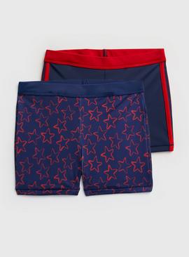 Navy Blue & Red Swim Shorts 2 Pack 6 years