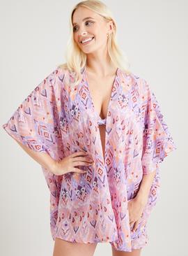 Lilac Aztec Print Kimono Cover Up