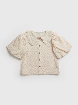 Pink Ditsy Broderie Collar Blouse - 5 years