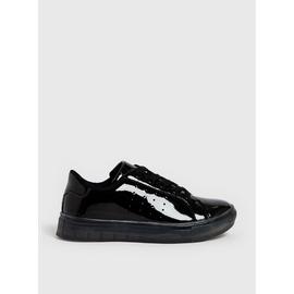 Black Patent Lace Up Trainers