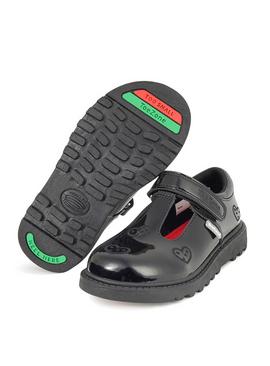 ToeZone Black Patent T Bar Heart Shoes