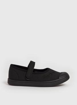 Black Mary Jane Micro-Fresh Plimsolls - 12 Infant