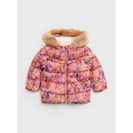 Pink Woodland Print Puffer Jacket